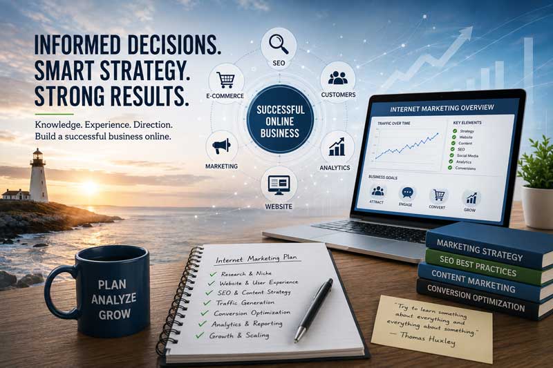 Illustration of online business concept analysis.
