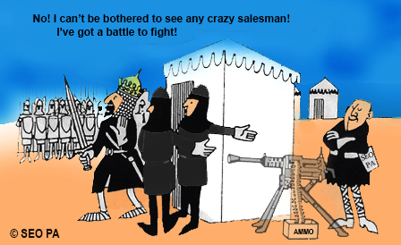 Cartoon illustrating high quality affordable seo services